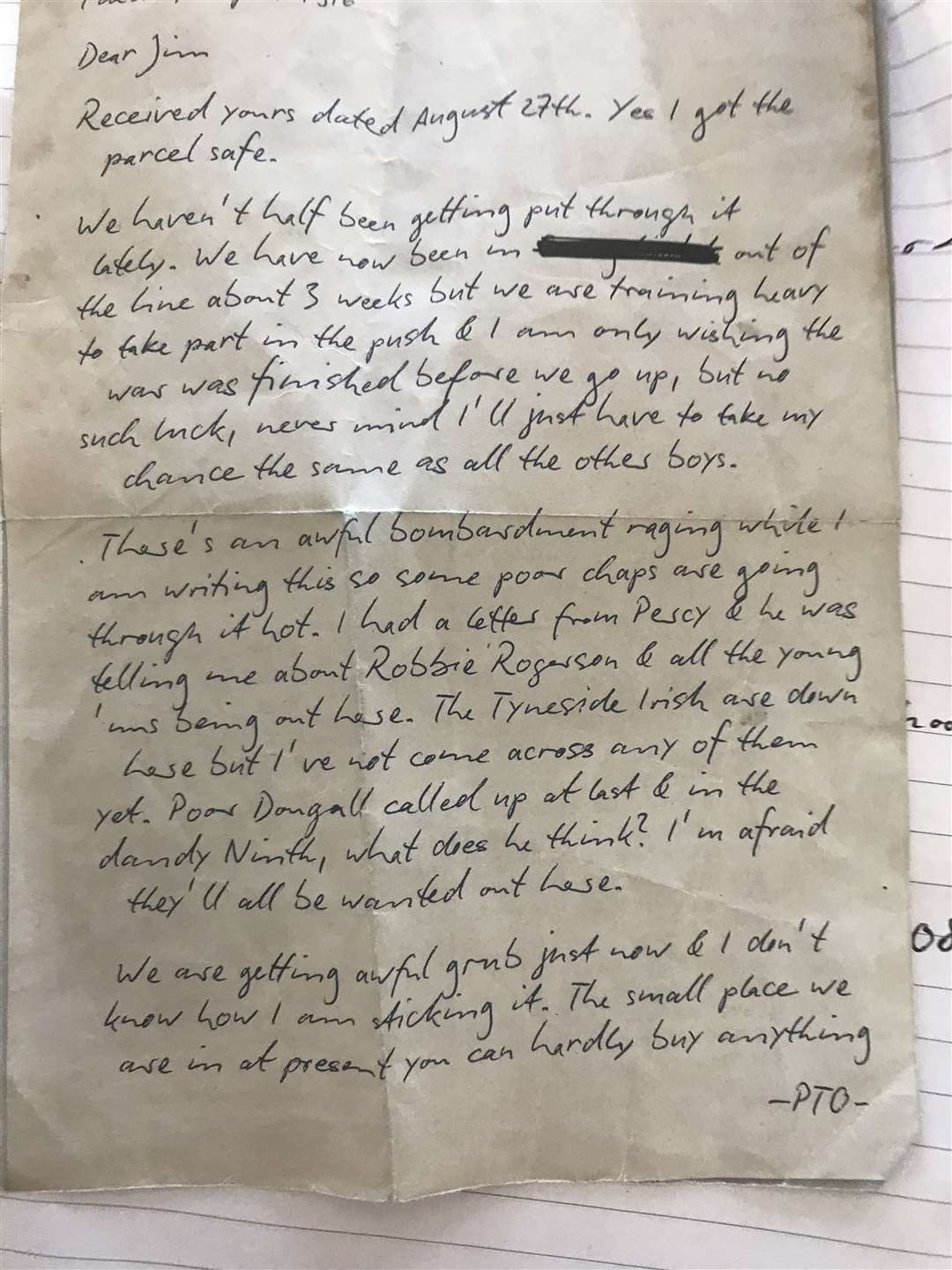 Emotive letter from WW1 soldier killed in battle (13300380)