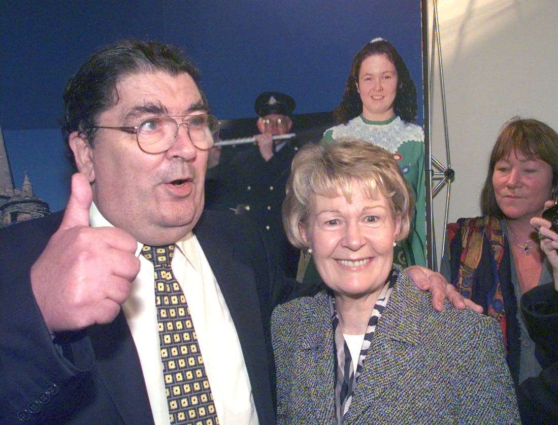 John Hume with his wife Pat after being awarded the Nobel Peace Prize (Tim Ockenden/PA)