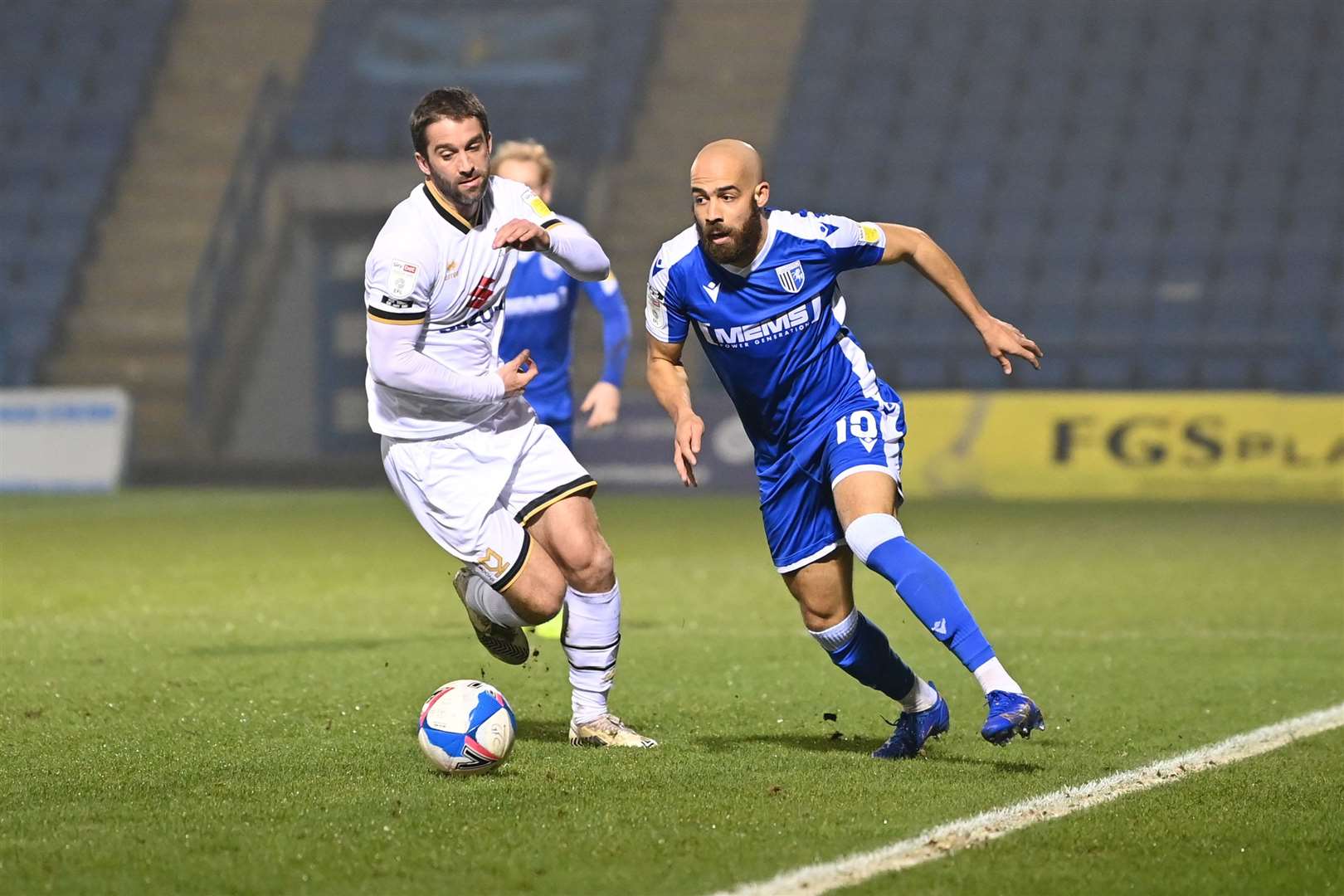 Jordan Graham looks to move the ball forward for Gillingham Picture: Keith Gillard