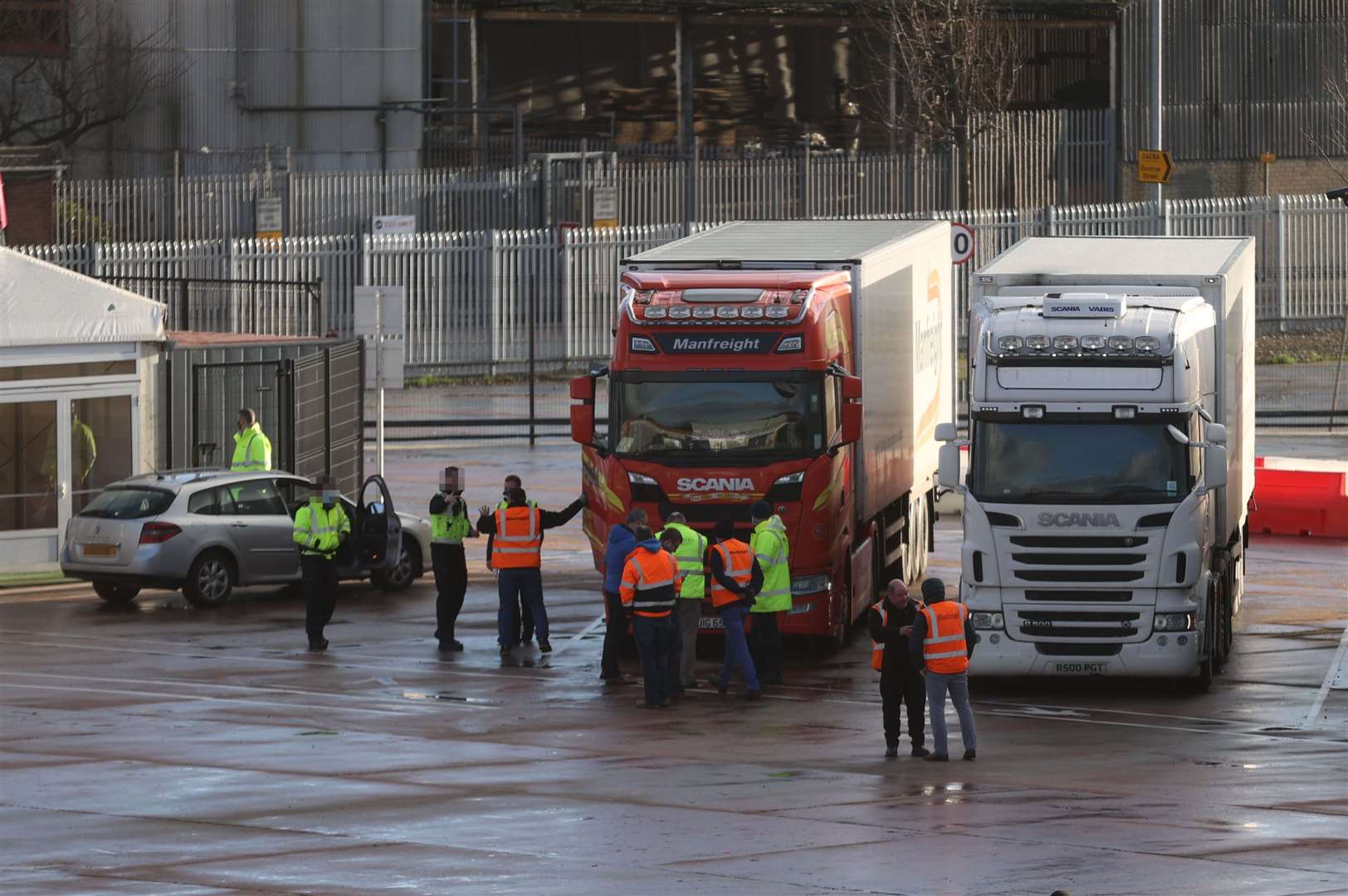 Lorries at new checking facilities at Belfast Port for goods arriving from Great Britain (Liam McBurney/PA)