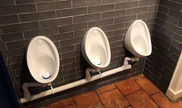 Traditional tiling to both the floor and walls, the urinals at the Old Bev were clean and fresh