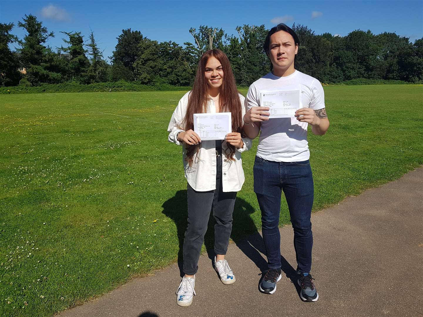 Head girl and head boy at Cornwallis Academy, Bridget Morgan-Jones, who achieved 3 As and a B, and Tristen Crampton, who achieved two As and a B