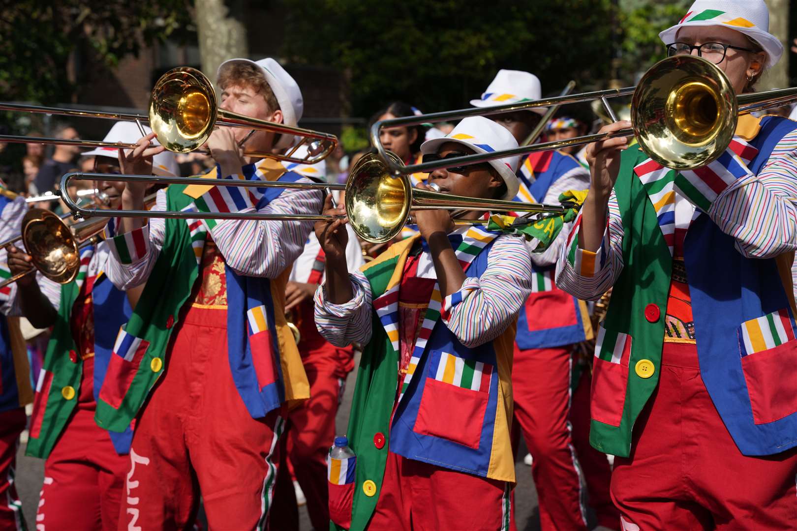 Kinetika Bloco taking part in the Children’s Day parade (Jeff Moore/PA)