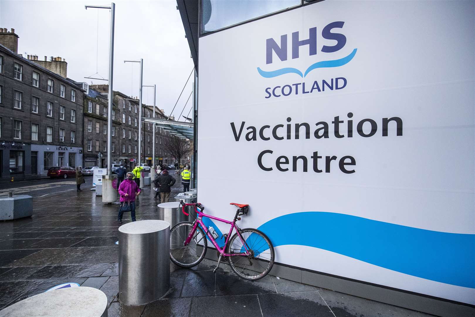 The main entrance to the coronavirus mass vaccine centre at the Edinburgh International Conference Centre (Jane Barlow/PA Wire)
