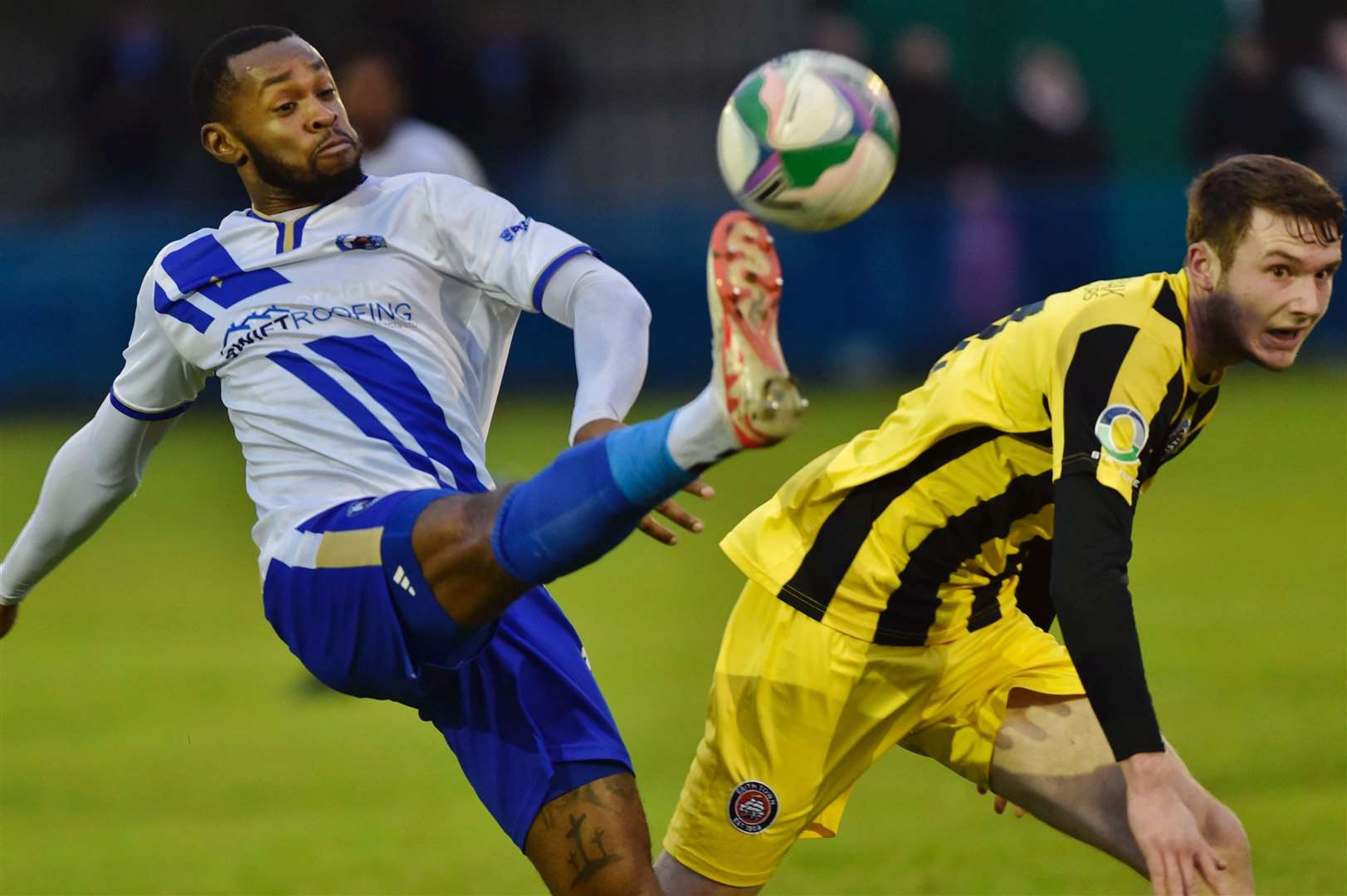 Action from Bearsted’s 3-2 Southern Counties East home win over Erith Town on Saturday. Picture: Ian Scammell