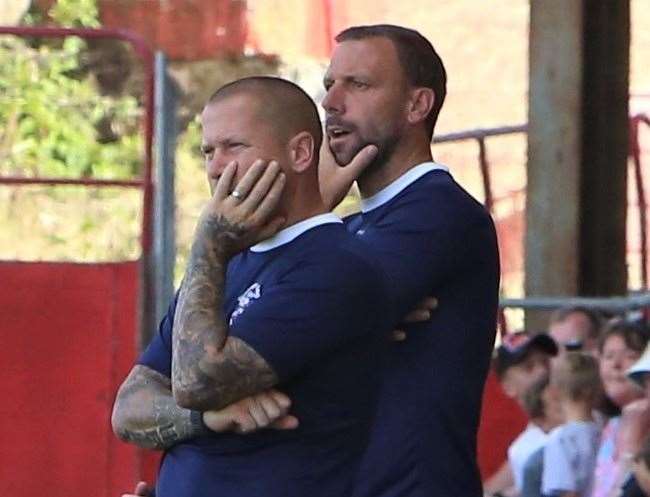 Tonbridge No.2 Barry Moore alongside manager Steve McKimm Picture: Dave Couldridge