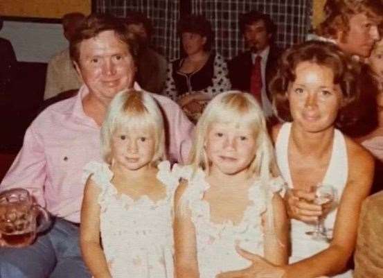 Eddie with his daughters Toni and Lorna and his wife Ann in 1975. Picture: Lorna Kueng-Holland