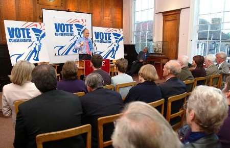 Michael Howard addresses the party faithful in Hythe. Picture: GARY BROWNE