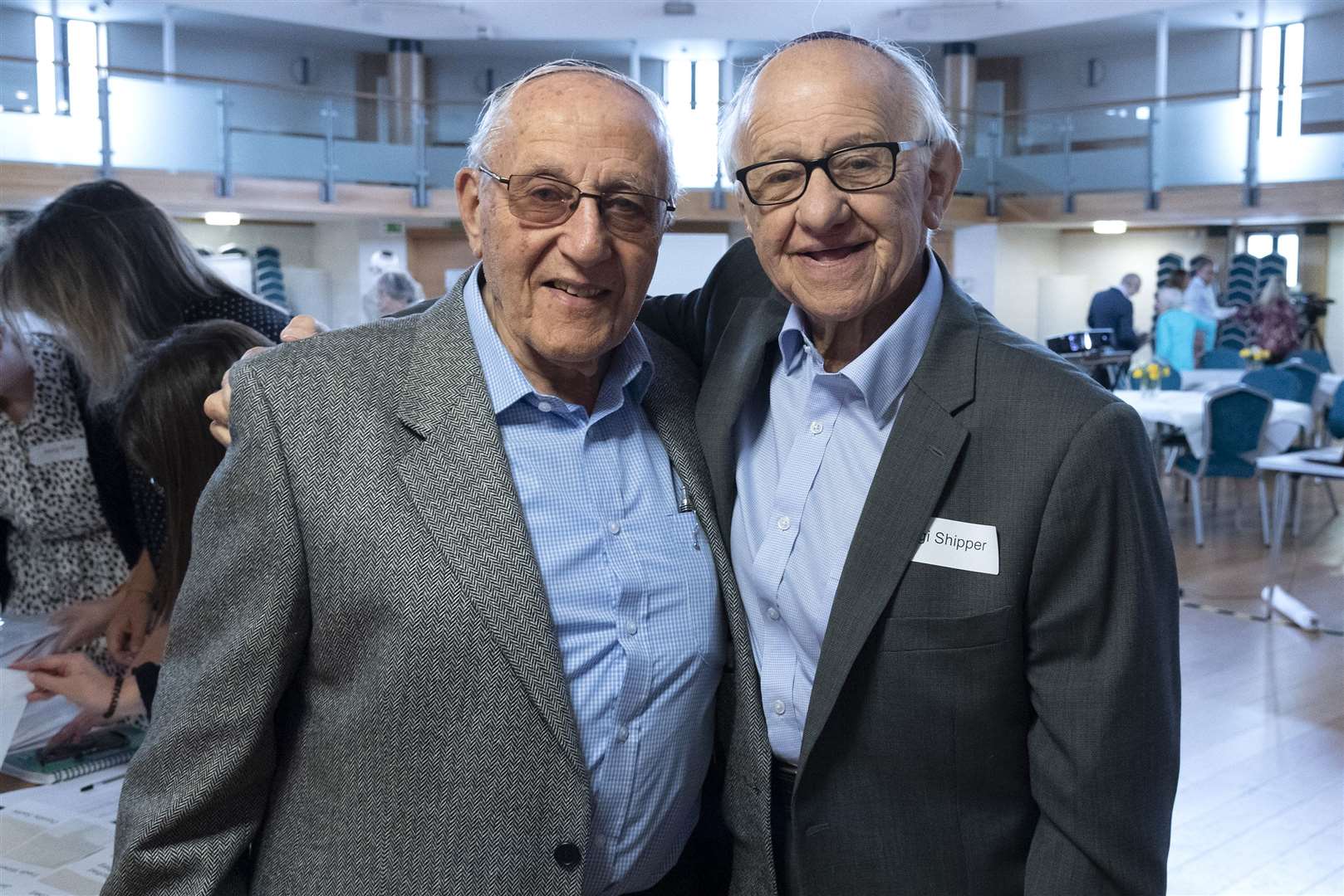 Lifelong friends Manfred Goldberg and Zigi Shipper at a Holocaust Educational Trust event in 2019 (Holocaust Educational Trust)