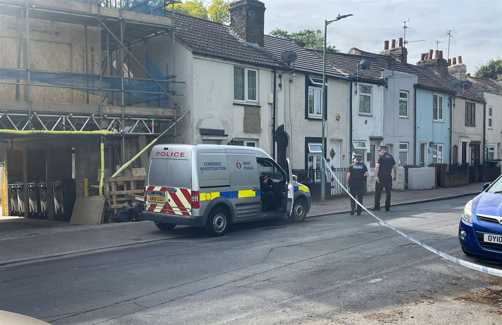 Forensic officers were at the scene in the Marlborough Road area of Gillingham on Thursday