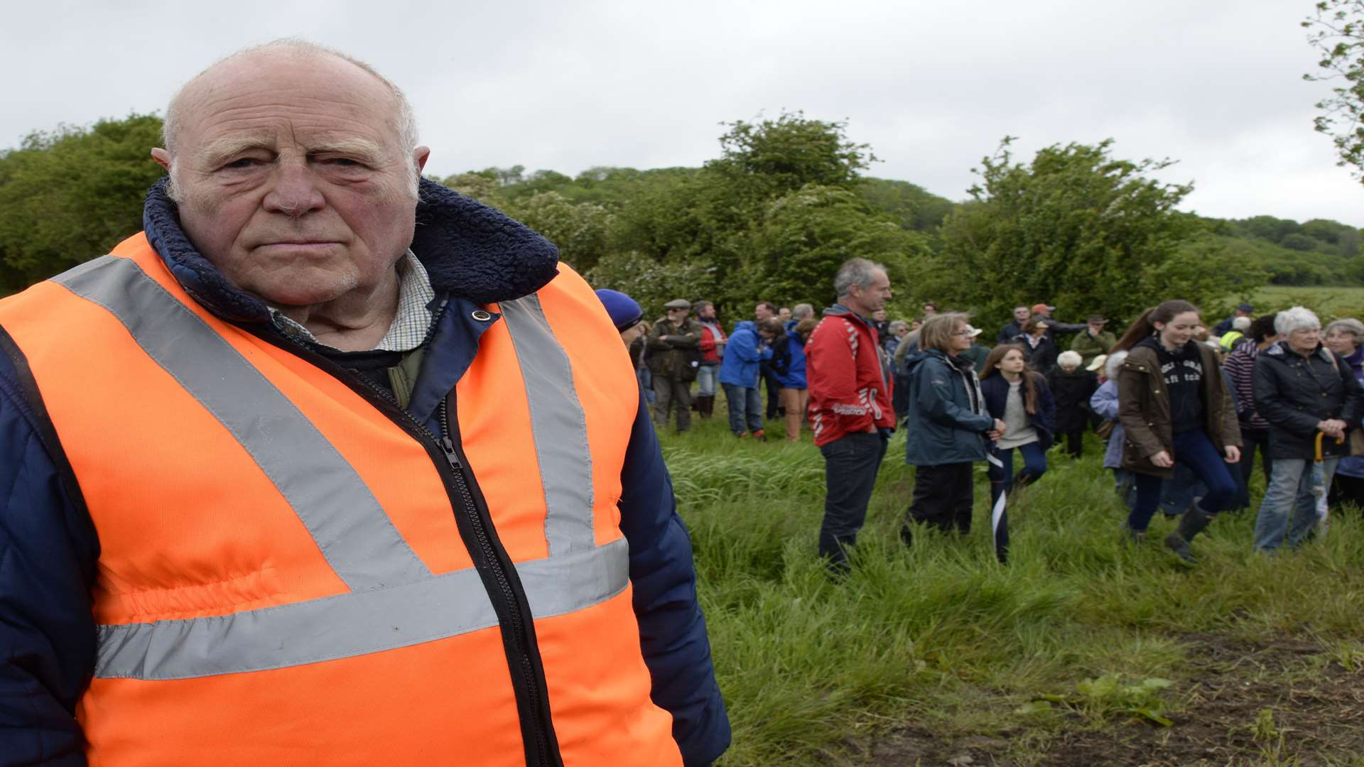 David Plumstead at the rally against the suspected traveller site