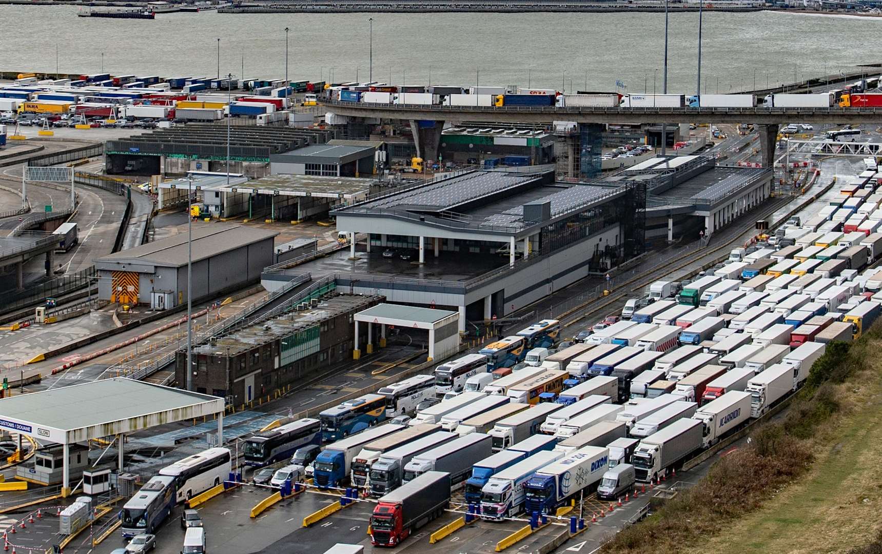 Lorries queuing at the Port of Dover. Picture: Stuart Brock