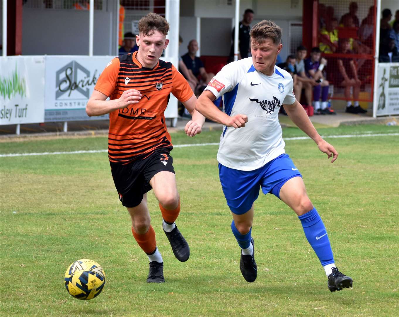 Hythe Town, playing in white, were 3-0 winners against Lordswood on Saturday. Picture: Randolph File