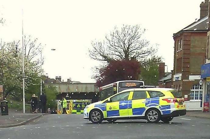 The scene of the collision at the top of Broadstairs High Street. Photo: Kent 999s