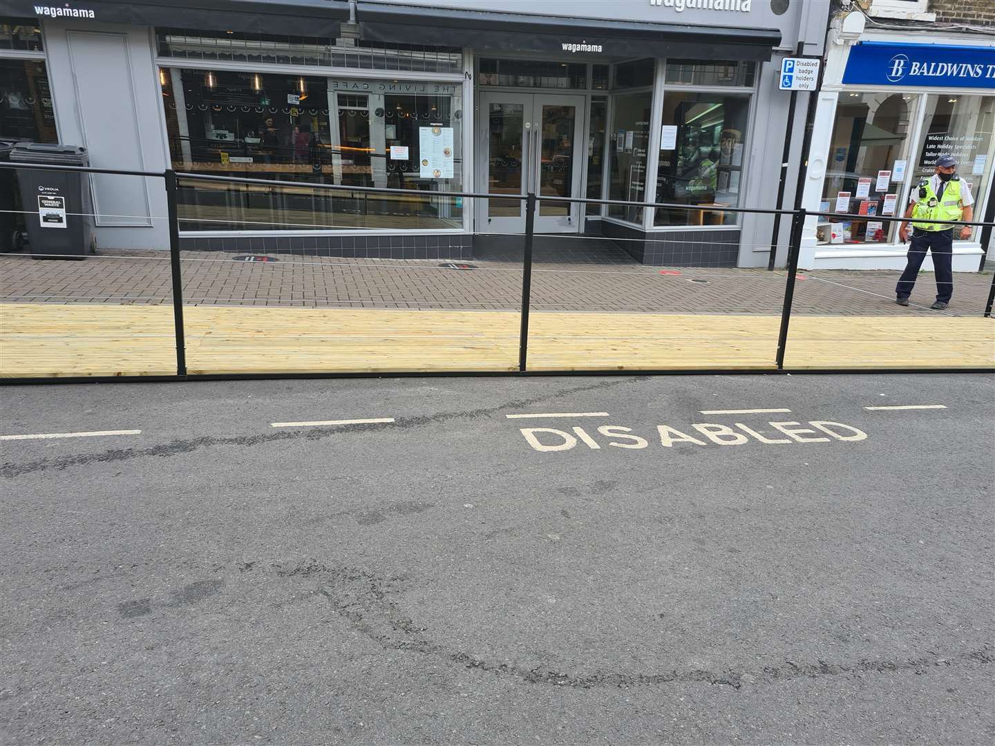 A "parklet" built over a former disabled parking bay in Earl Street