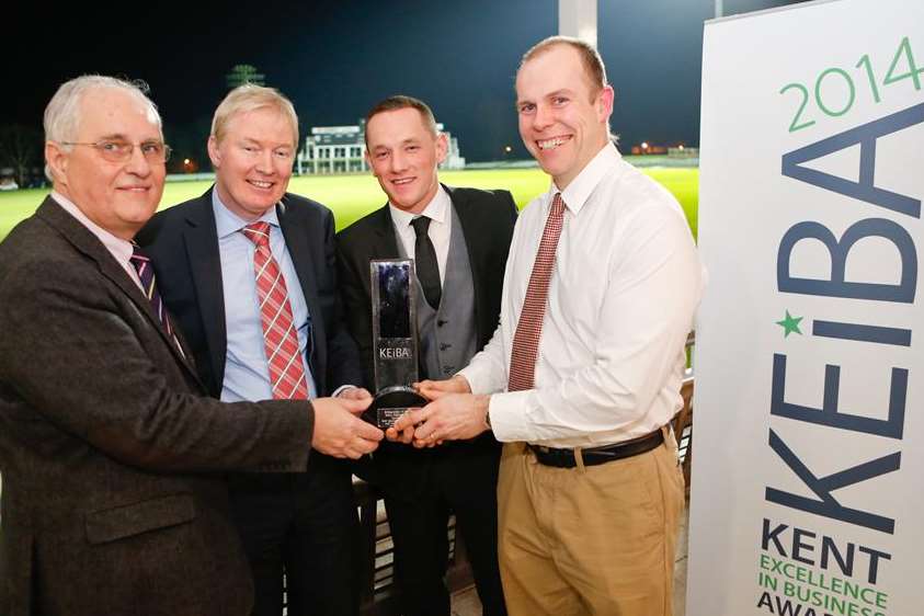 Geoff Miles, left, chairman of this year's judges, with 2013 winners Gary Mayatt, Chris Wharton and Jason Crow