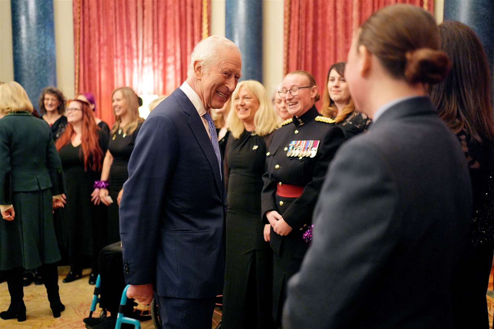 Charles chats to members of the Military Wives Choir after their performance at Buckingham Palace (Yui Mok/PA)