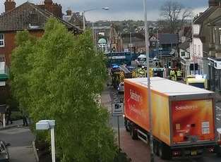 St John's Road is shut after the crash. Picture: @DaivdmDave456