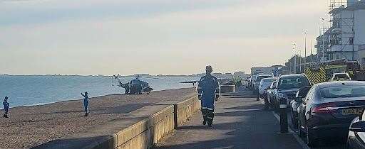 The air ambulance landed on the beach in Sandgate Esplanade