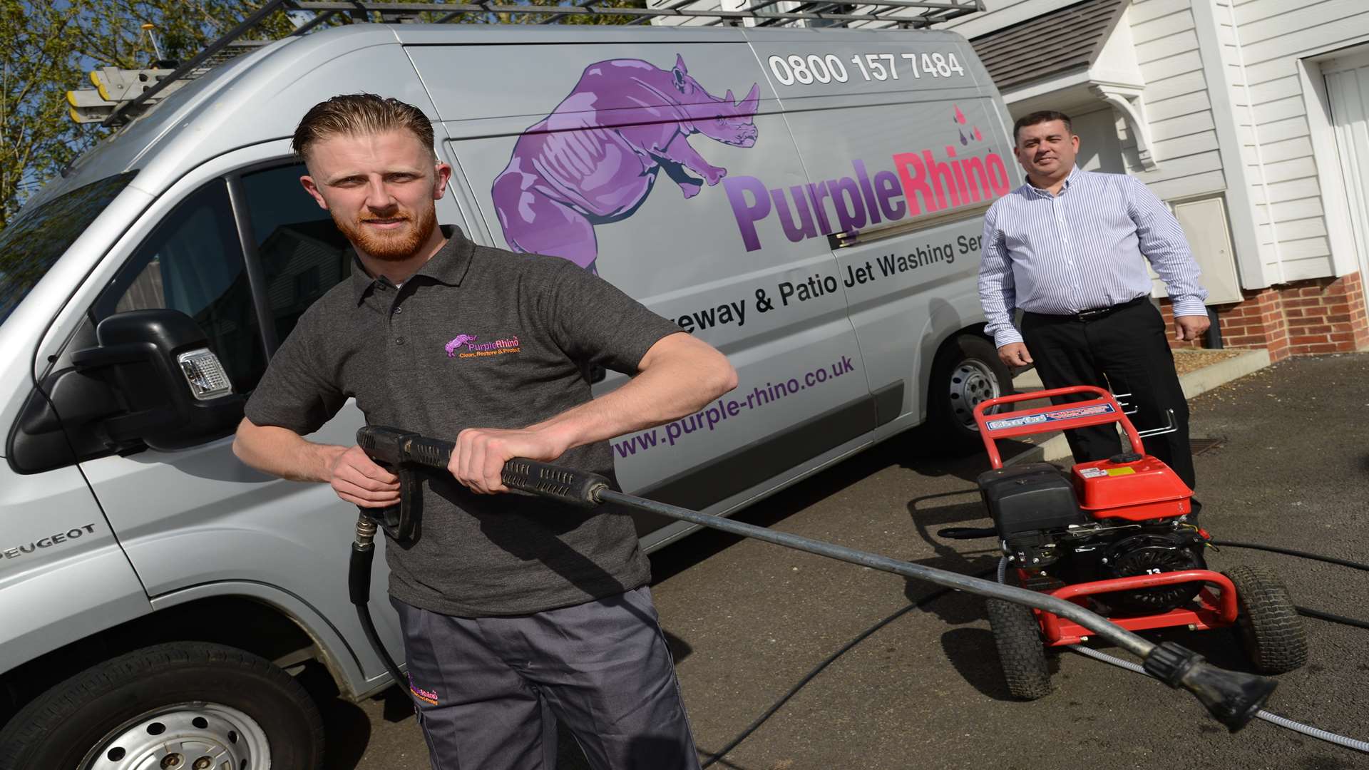 Jak Barton with Purple Rhino boss Darran Smith. Picture: Gary Browne