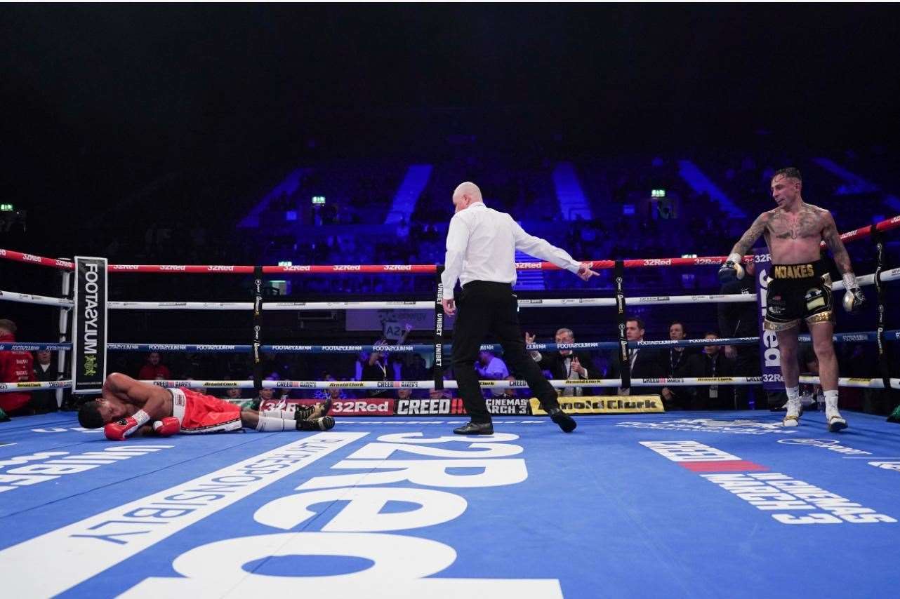 Sean Noakes KOs Santiago Garces at Wembley Arena. Picture: Roundabout Media