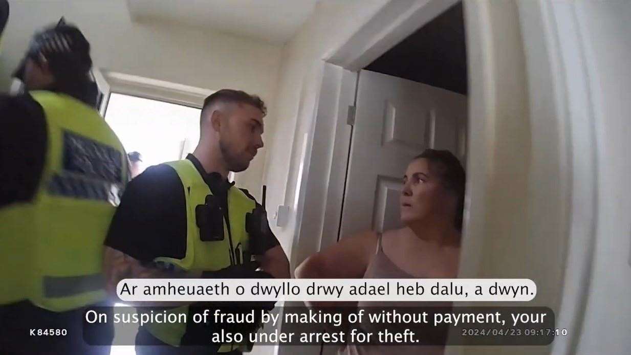 Police footage shows Ann McDonagh being arrested (South Wales Police/PA)