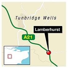 The A21 was closed at Lamberhurst after one crash. Graphic: Ashley Austen