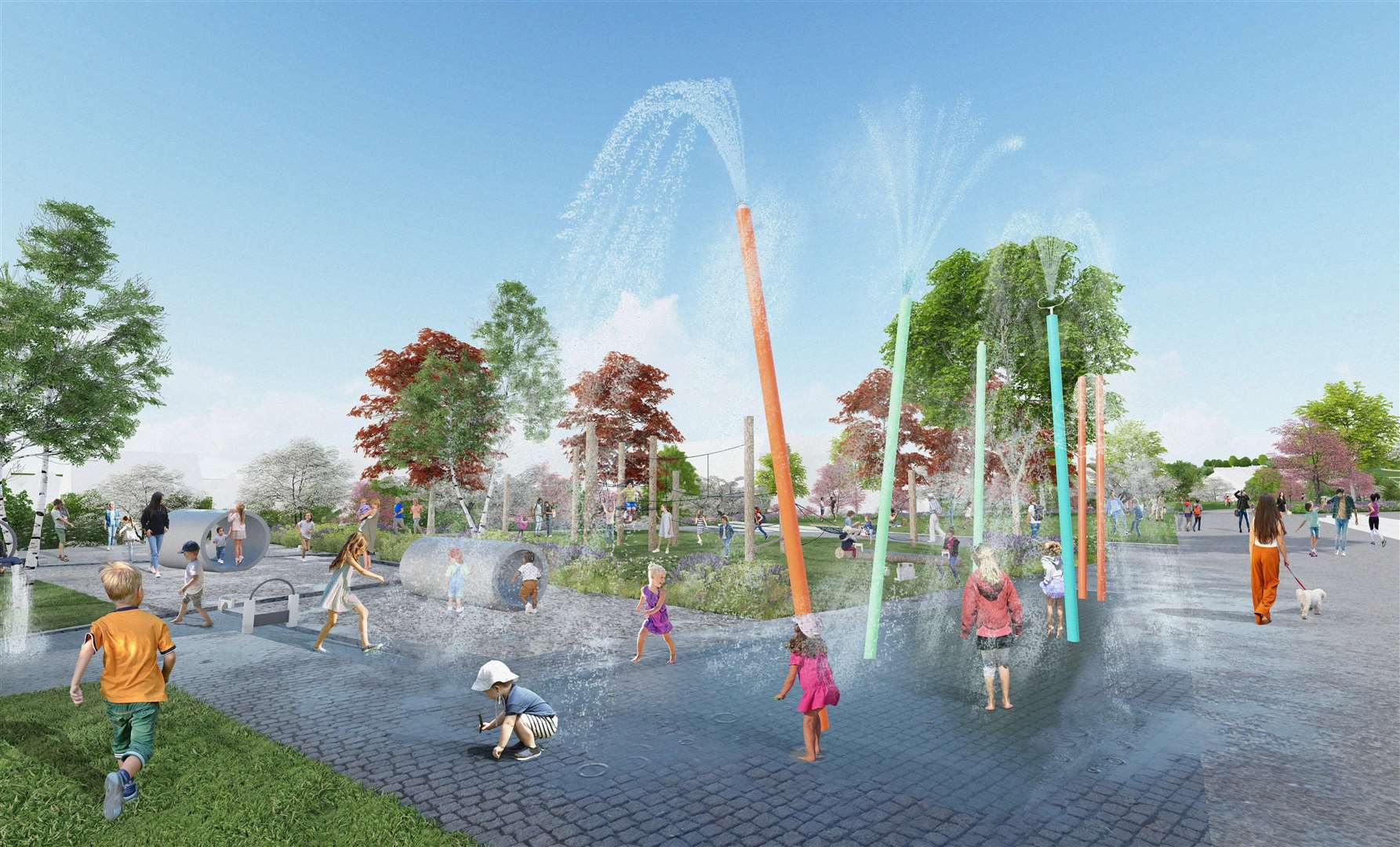 The new park features a splash water play area. Photo: Define Planning and Design Ltd