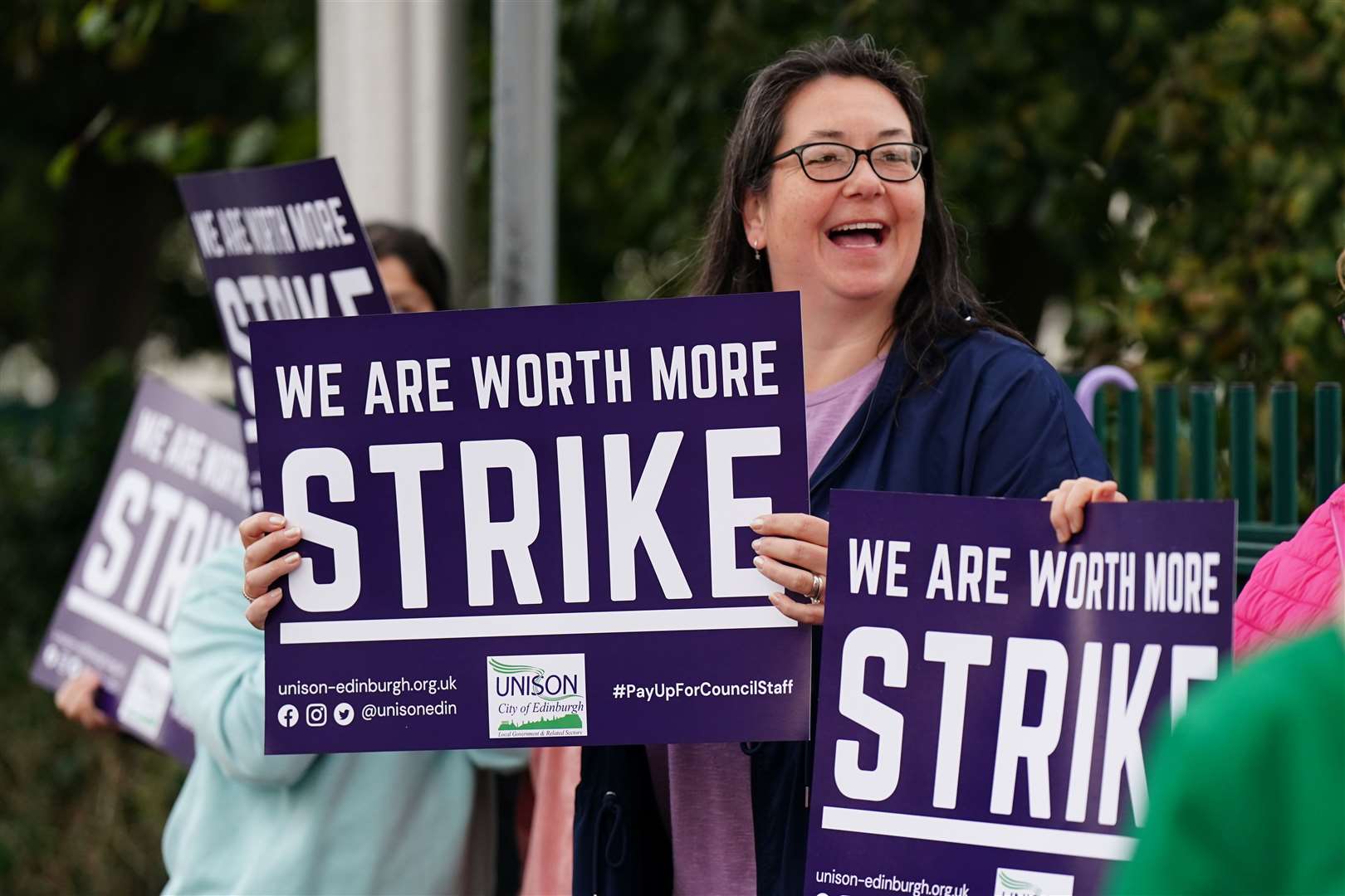 Unison members manning picket lines last month (Jane Barlow/PA)