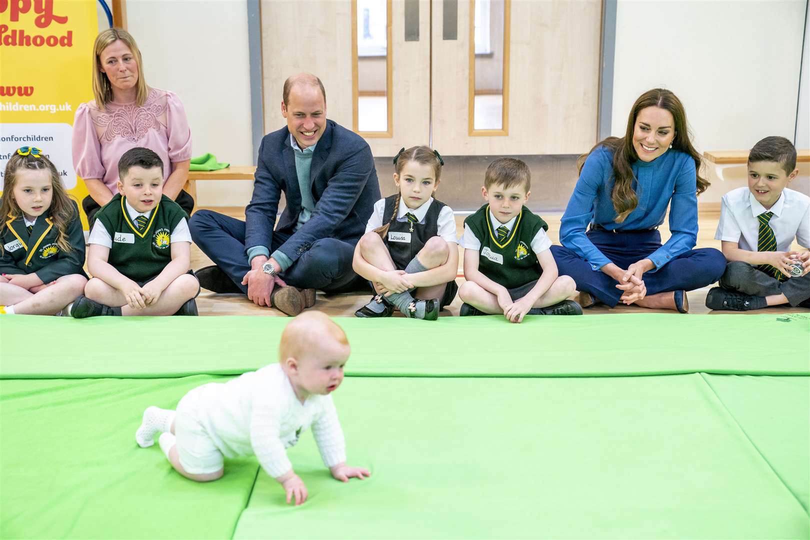 William and Kate during a visit to St John’s Primary School (Jane Barlow/PA)