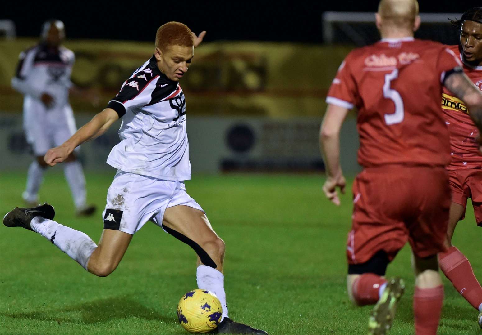 Tashi-Jay Kwayie - bagged a hat-trick for Faversham at Punjab United on Friday night. Picture: Ian Scammell