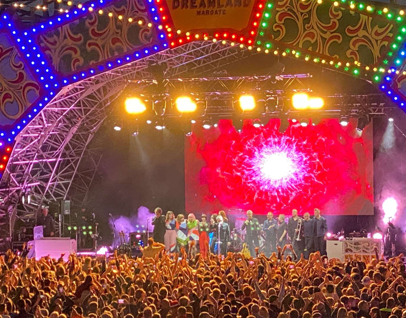 Noel Gallagher and his band take a bow at the end of their headline set at Dreamland. Picture: Sam Lawrie