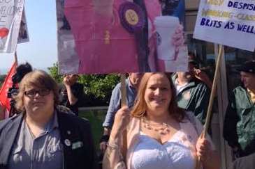 Anti-UKIP protesters outside the Winter Gardens, Margate