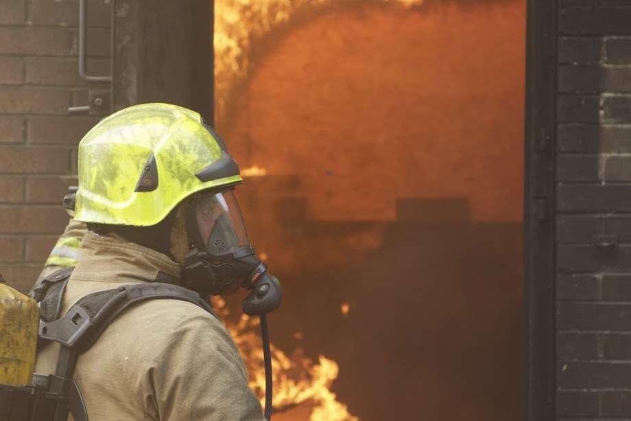 Firefighters wearing breathing apparatus tackled the blaze. Stock picture