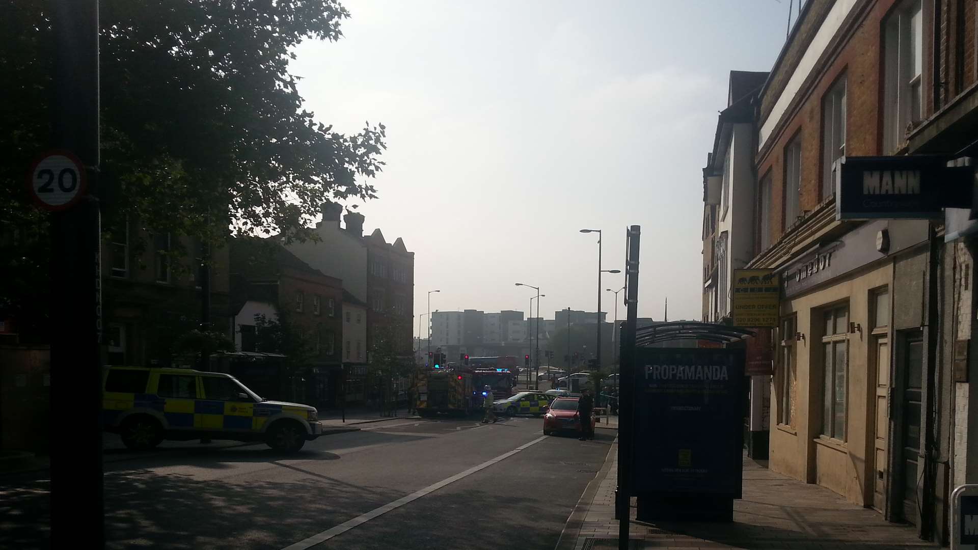 The scene at the bottom of Maidstone High Street