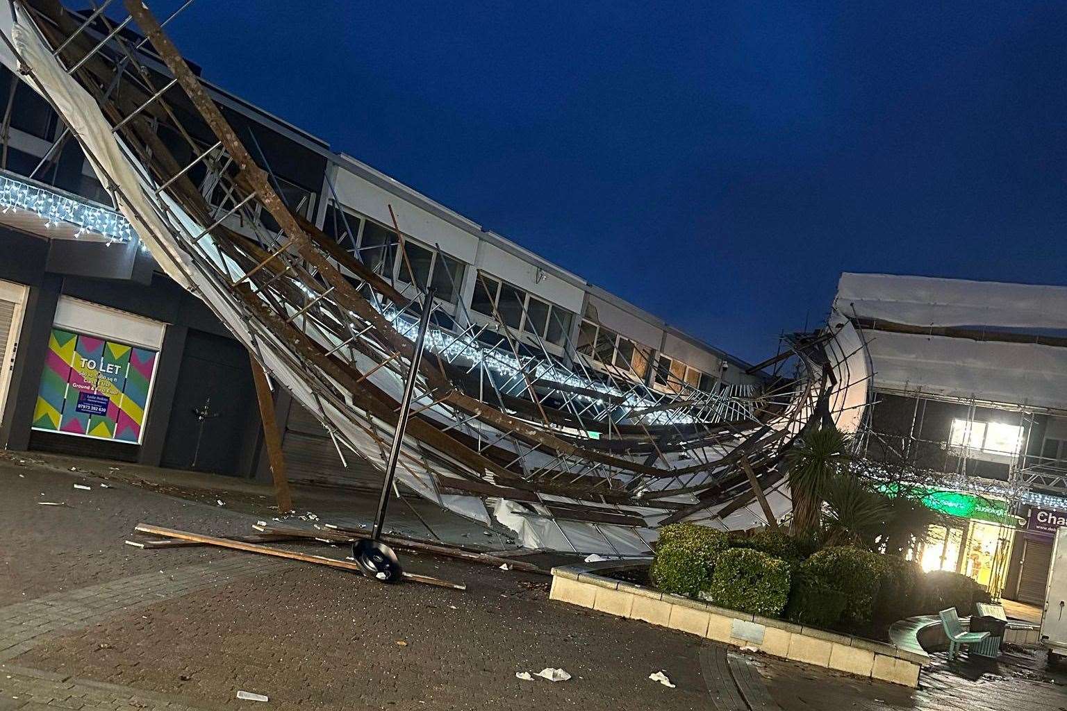 Damage caused to one of the buildings in Swanley Square Shopping Centre: Picture: Emma Wenden