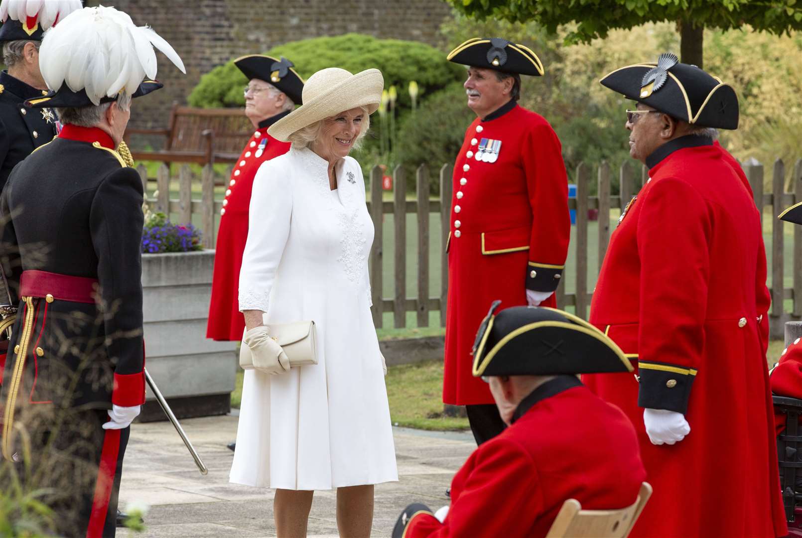 The Duchess of Cornwall spent time chatting to all the Chelsea Pensioners (Steve Reigate/Daily Express/PA)