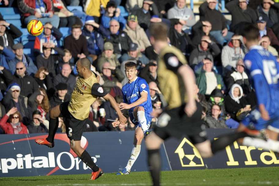 Jake Hessenthaler puts in a cross against Leyton Orient Pic: Barry Goodwin