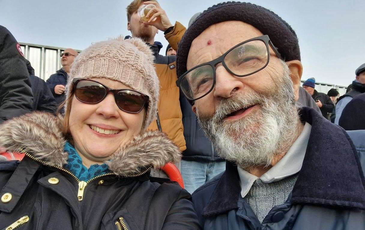 Robert Beaton loved watching football with his family. Here with daughter Roberta. Photo credit: Stuart Beaton