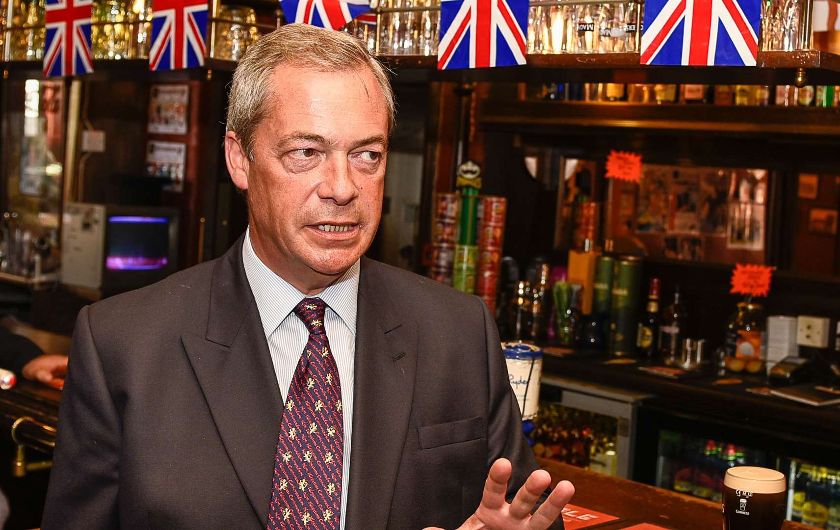 Pint-drinking politician Nigel Farage has been banned from his local pub. Picture: Alan Langley