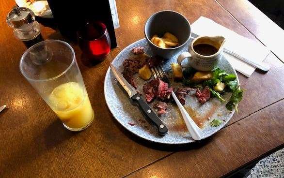 The waitress appeared unfazed, but the customer who'd ordered this steak claimed it was the worst one he'd ever been served