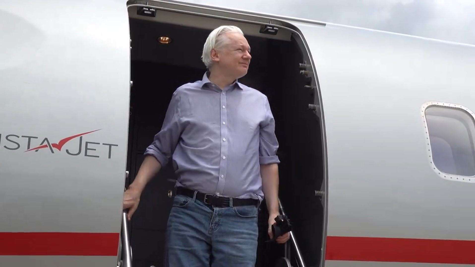 Screen grab taken from the X account of Wikileaks of Julian Assange arriving in Bangkok, Thailand, following his release from prison (Wikileaks/PA)