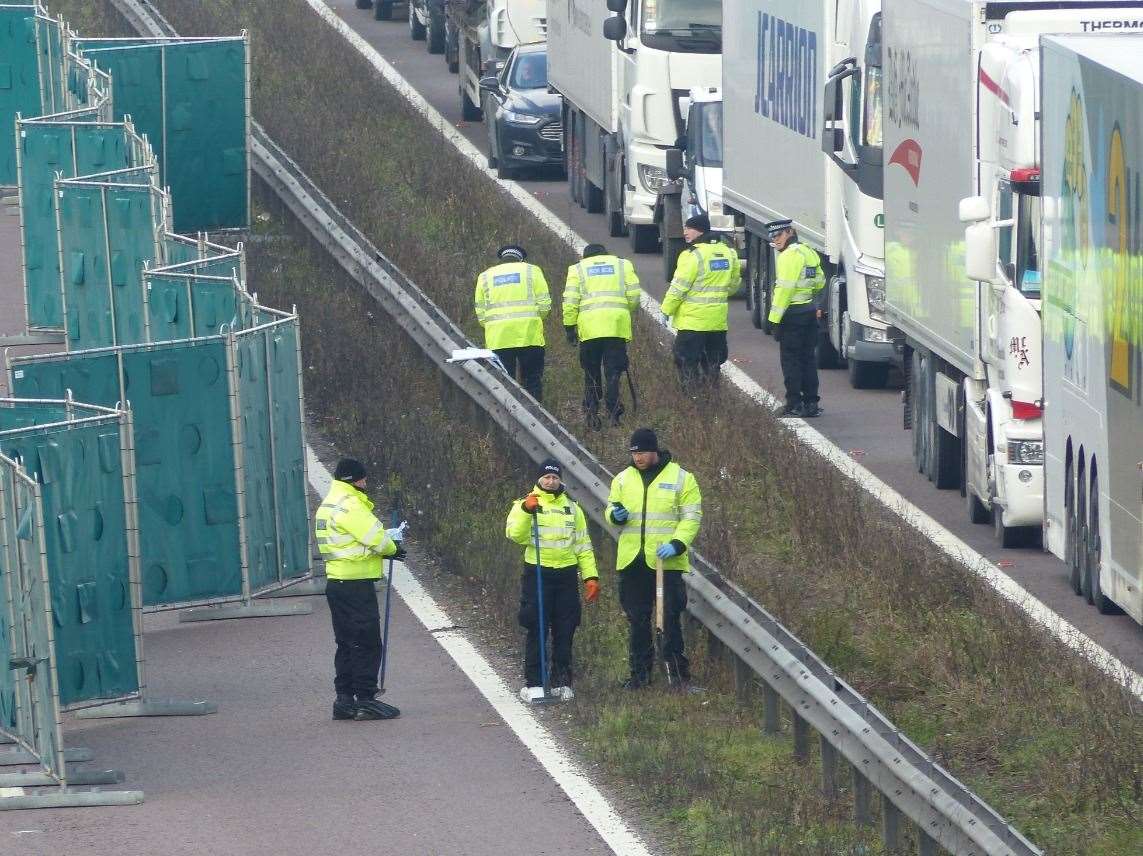 Police on the M20 last year. Picture: Andy Clark