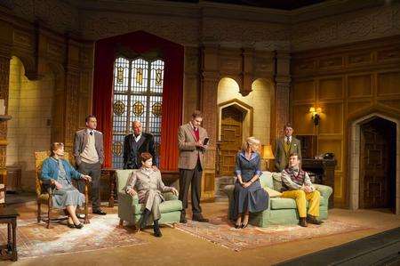 The cast of the UK tour of the Mousetrap, from left, Jan Waters as Mrs Boyle, Bruno Langley as Giles Ralston, Karl Howman as Mr Paravicini, Clare Wilkie as Miss Casewell, Thomas Howes as Sgt Trotter, Jemma Walker as Mollie Ralston, Graham Seed as Major Metcalf, Steven France as Christopher Wren. Picture Helen Maybanks.