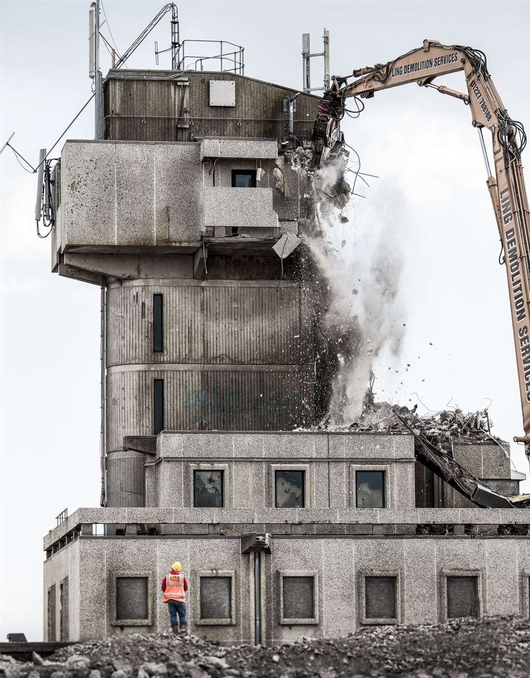 The iconic concrete pilot tower in Folkestone harbour was demolished in August 2014 to make way for the seafront redevelopment. Picture: Freddie Lee Thompson