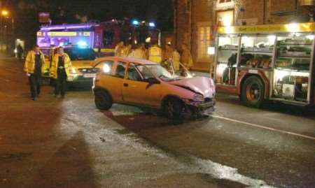 The emergency services at the scene of the collision. Picture: MIKE MAHONEY