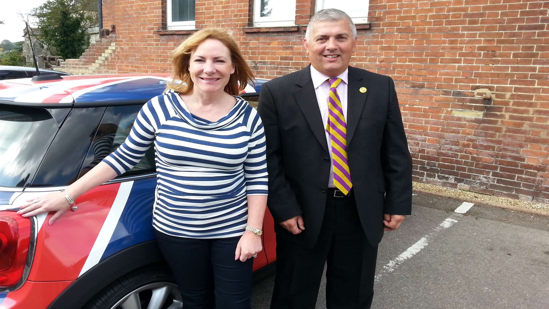 Eddie Powell receiving the congratulations of UKIP MEP Janice Atkinson