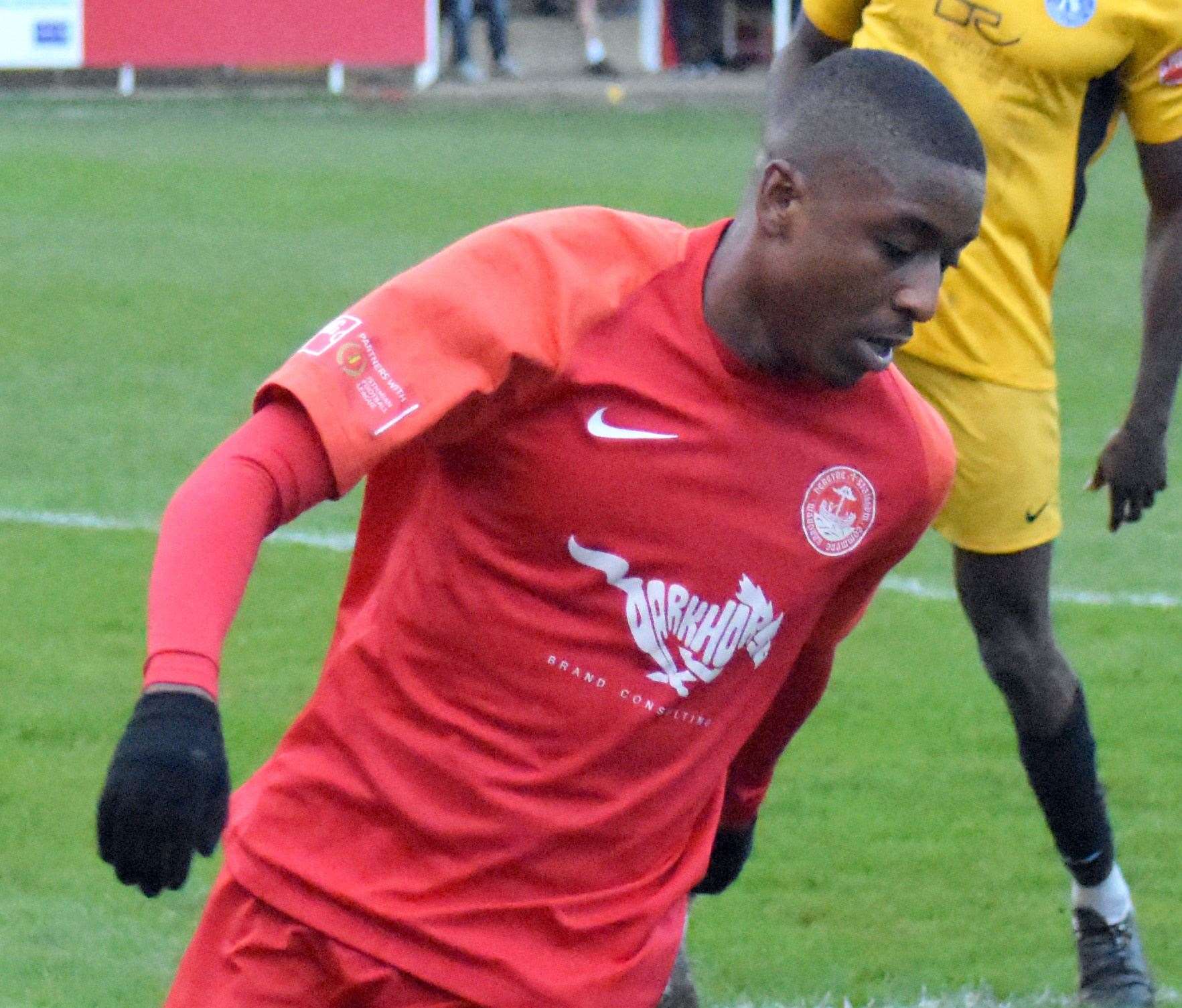 Jordan Sarfo opened the scoring for Hythe in their defeat at Sevenoaks Picture: Randolph File