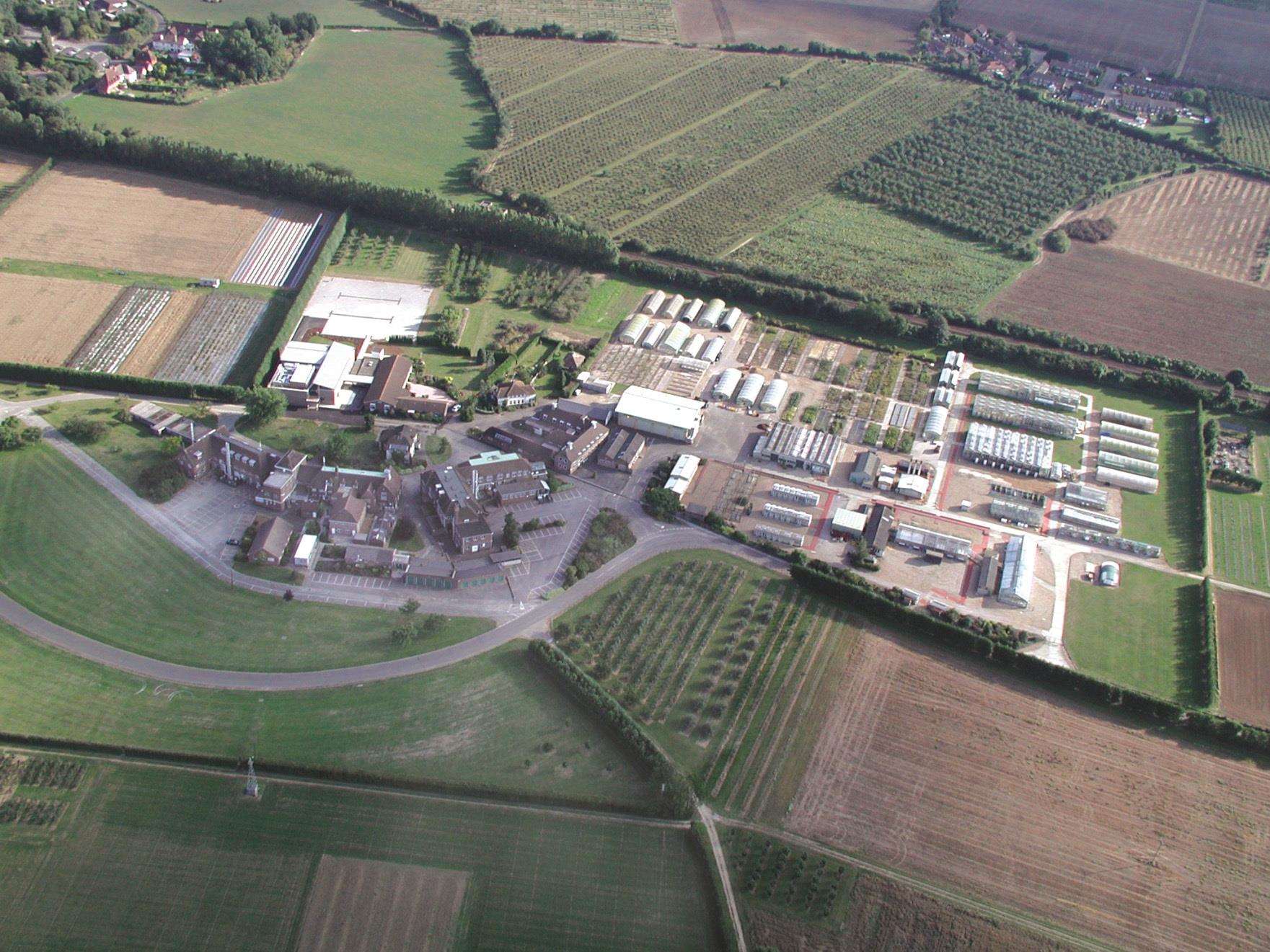 An aerial view of the research site. Picture: East Malling Research Centre