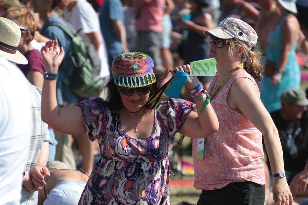 Enjoying the sun and the music at the Hop Farm Music Festival in Paddock Wood.